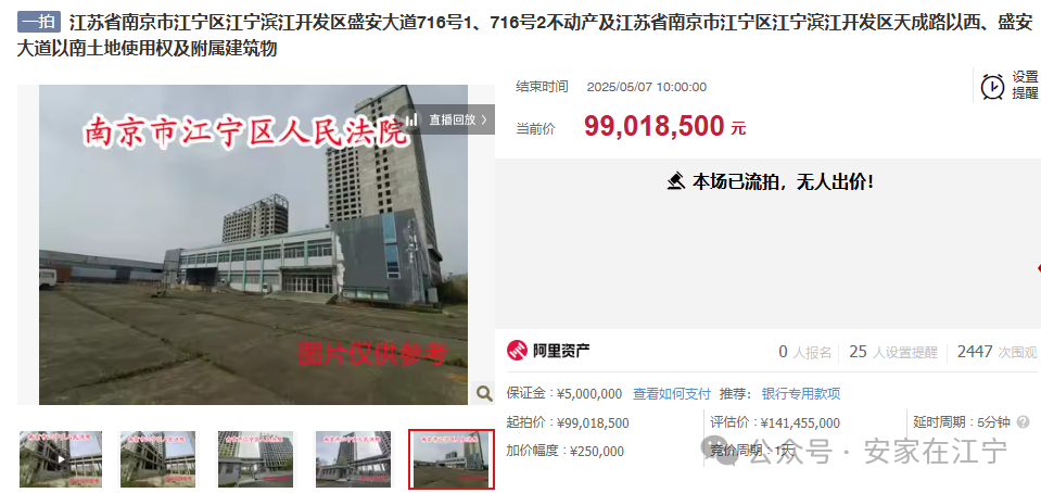 破产清算！江宁这个超级项目停滞8年惨杏彩体育平台遭56折拍卖(图3)